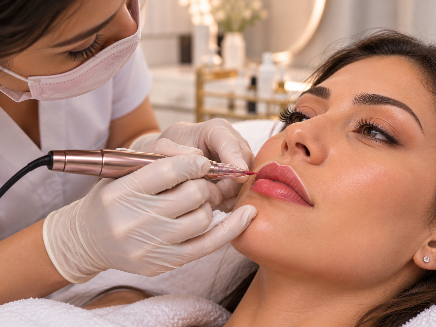 Superficie de los labios para micropigmentación
