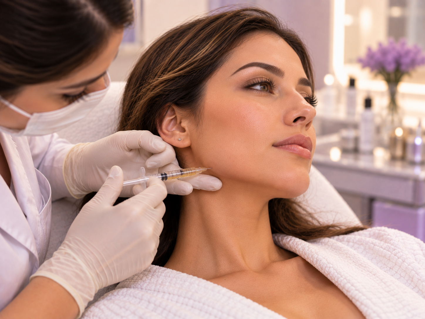 Aplicación de ácido hialurónico en el contorno facial