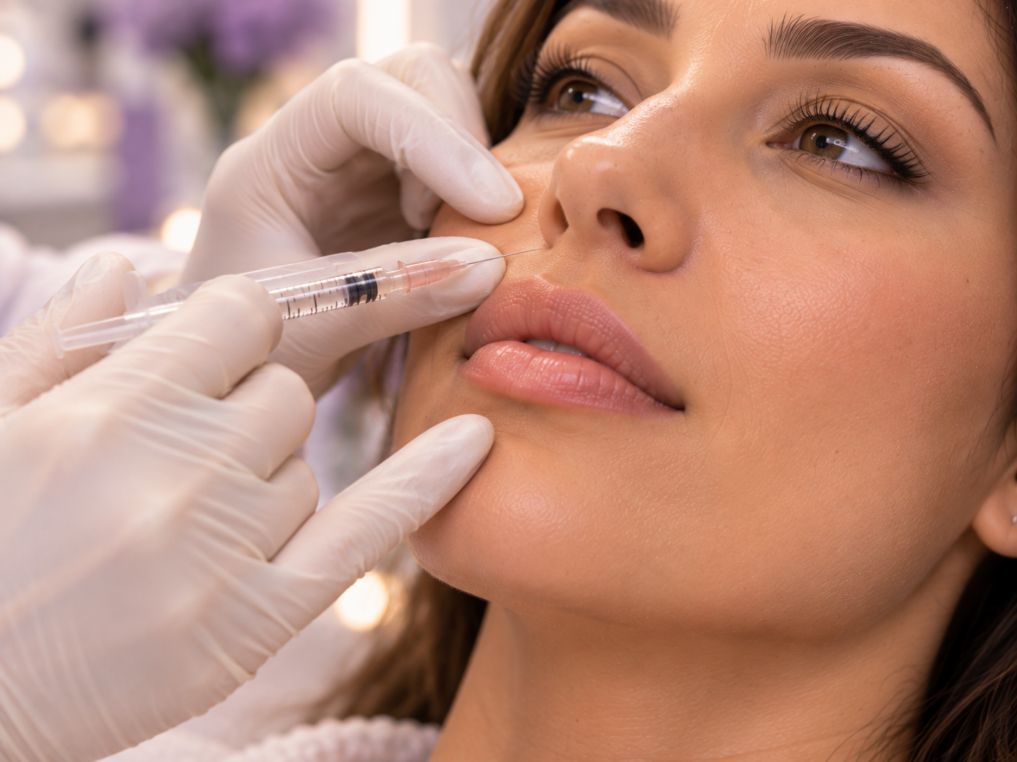 Aumento de labios con ácido hialurónico en labio superior